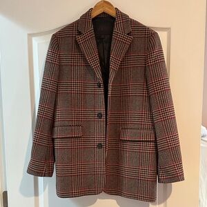 Zara Red and Black Checkered Blazer